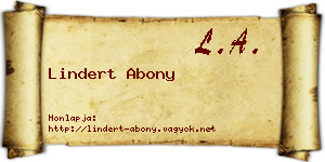 Lindert Abony névjegykártya